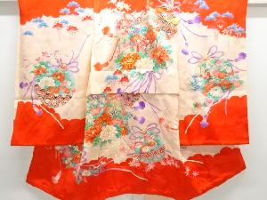 鈴に花模様刺繍子供着物
